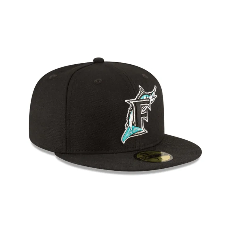 New Era Florida Marlins World Series Black Wool Fitted Hats 59FIFTY