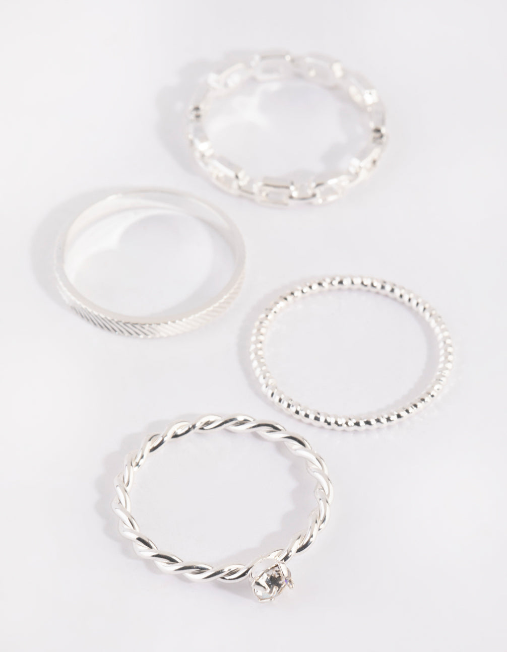 4-Pack of Silver Links Rings