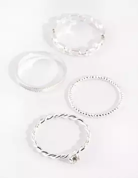 4-Pack of Silver Links Rings