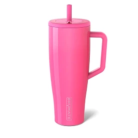 40oz Neon Pink Handled Tumbler