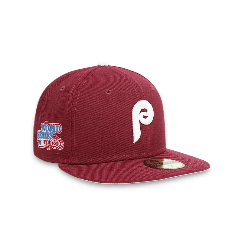 Philadelphia Phillies 1980 World Series Burgundy Men's Fitted Caps