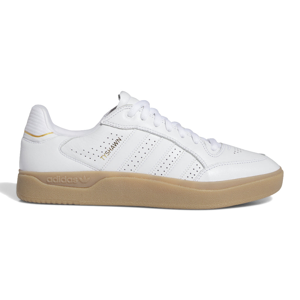 Adidas Tyshawn Low White Gum Gold, available now.