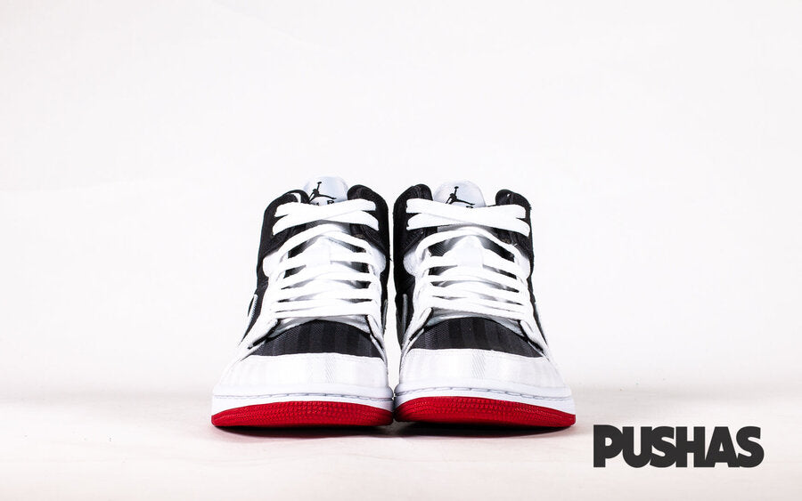 Air Jordan 1 Mid SE Utl White Black Red 2021 sneakers.