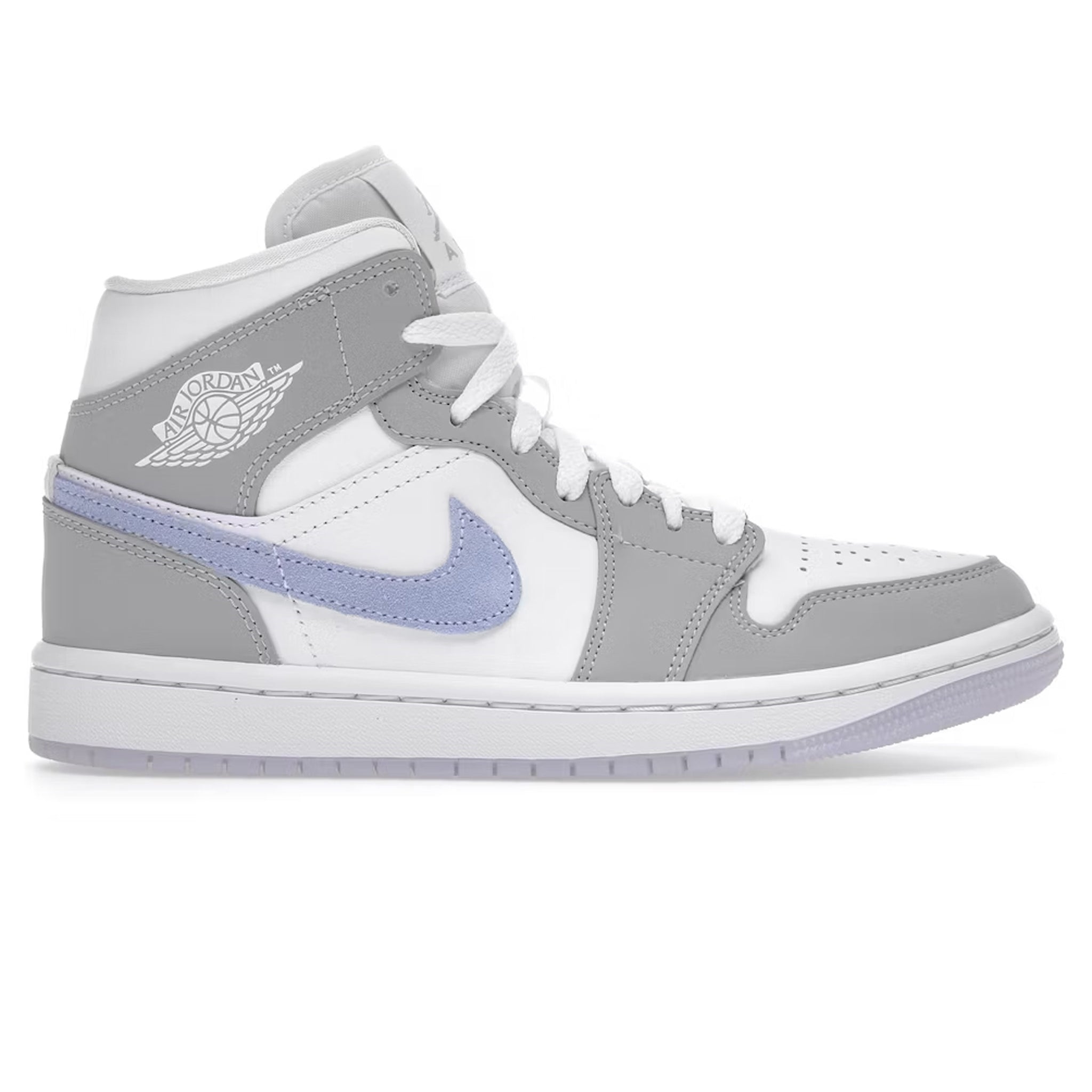 Air Jordan 1 Mid Wolf Grey Blue Women's shoe.