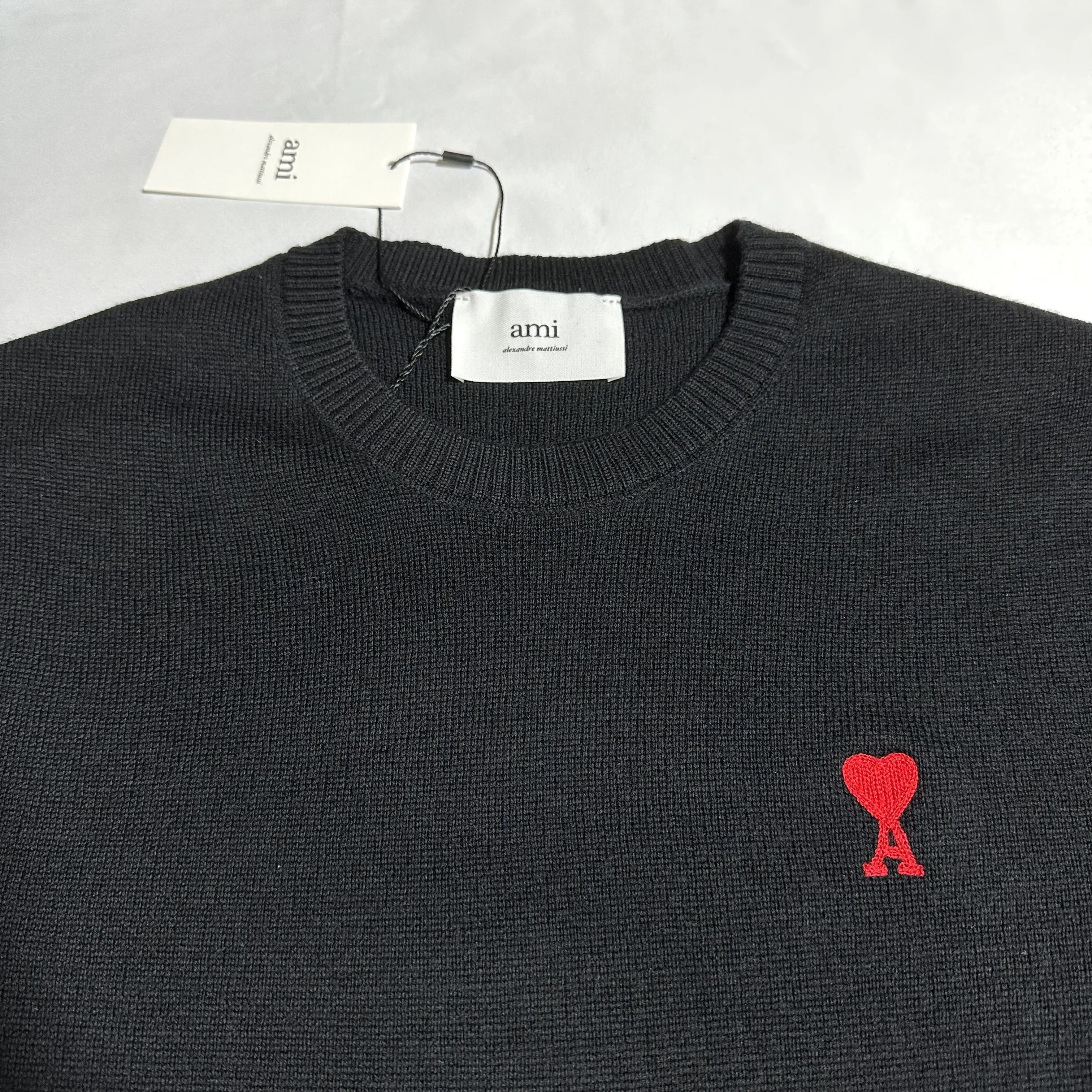 AMI PARIS Crew Neck Heart Unisex Wool Long Sleeves Plain Logo