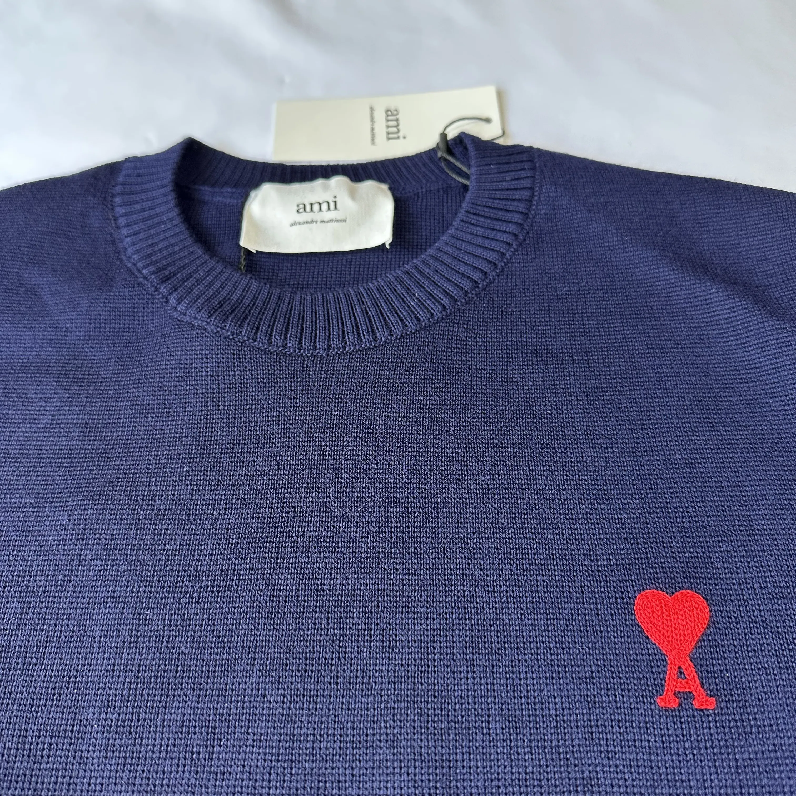 AMI PARIS Crew Neck Heart Unisex Wool Long Sleeves Plain Logo