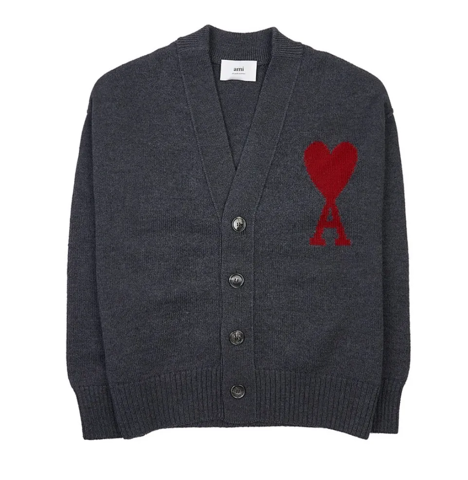 AMI PARIS Unisex Wool Logo Cardigans - Street Style Designers