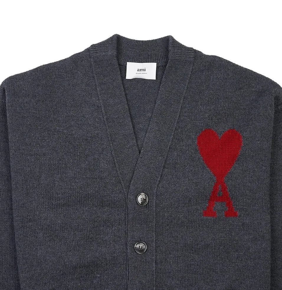 AMI PARIS Unisex Wool Logo Cardigans - Street Style Designers