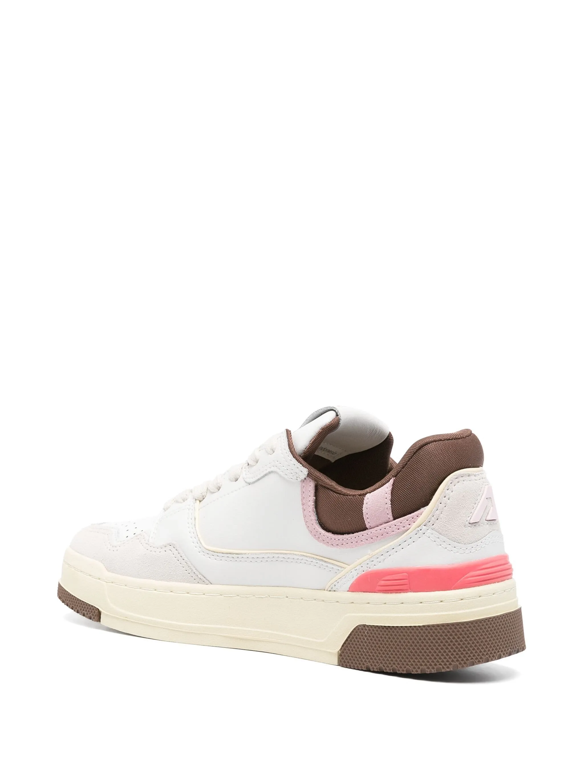 White, Brown, and Pink Leather Autry CLC Low Sneakers