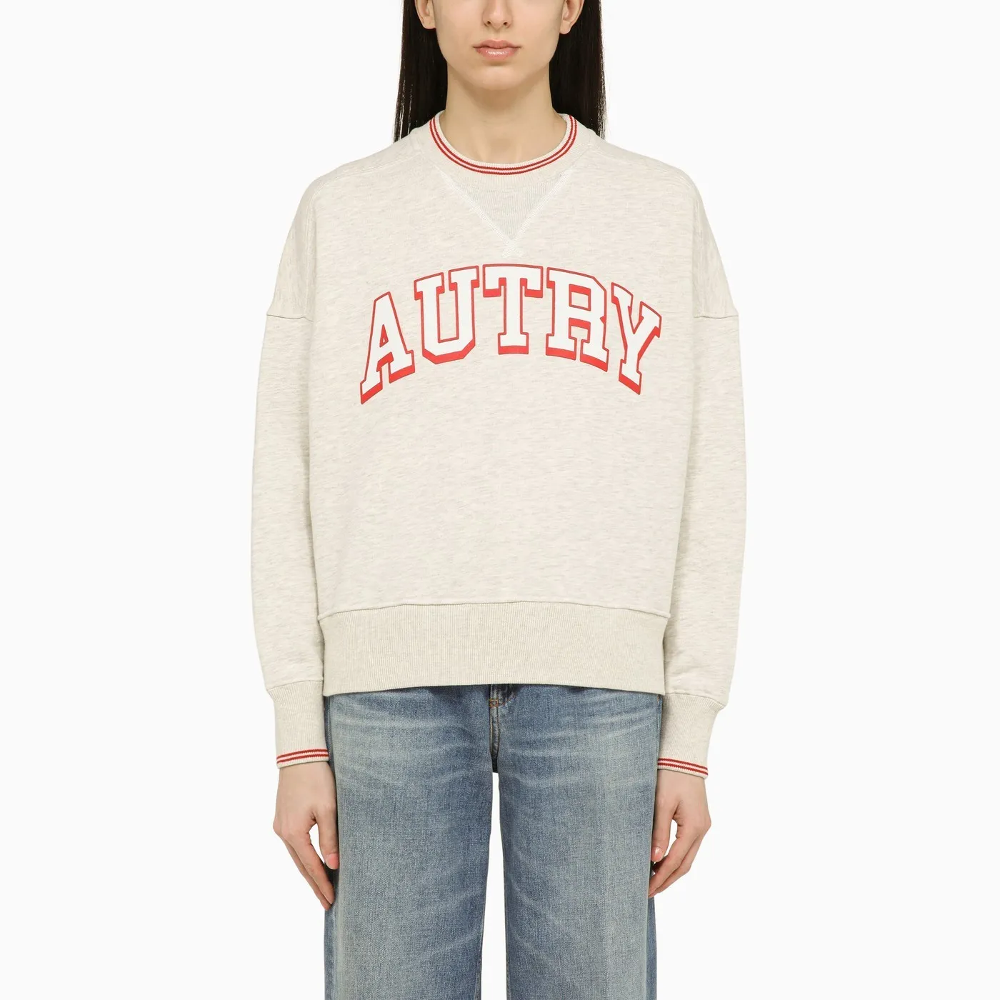 Autry Crew Neck Unisex Sweatshirt | Street Style Long Sleeve Cotton Ribbed