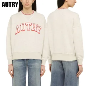 Autry Crew Neck Unisex Sweatshirt | Street Style Long Sleeve Cotton Ribbed