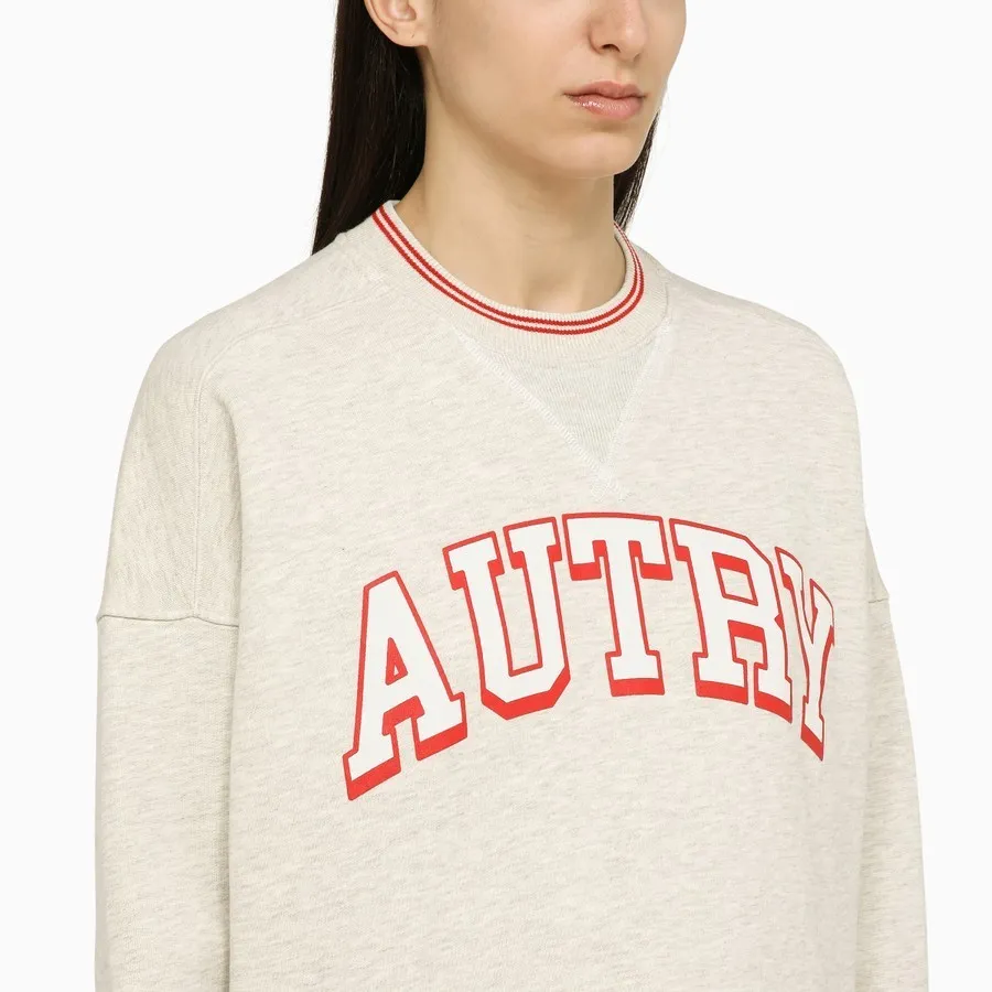 Autry Crew Neck Unisex Sweatshirt | Street Style Long Sleeve Cotton Ribbed