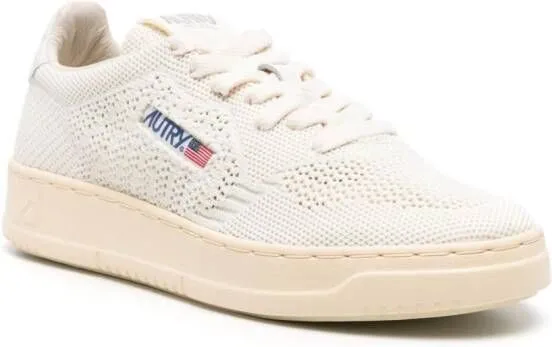 Autry Logo Patch White Open Knit Sneakers