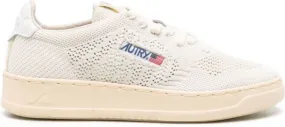 Autry Logo Patch White Open Knit Sneakers