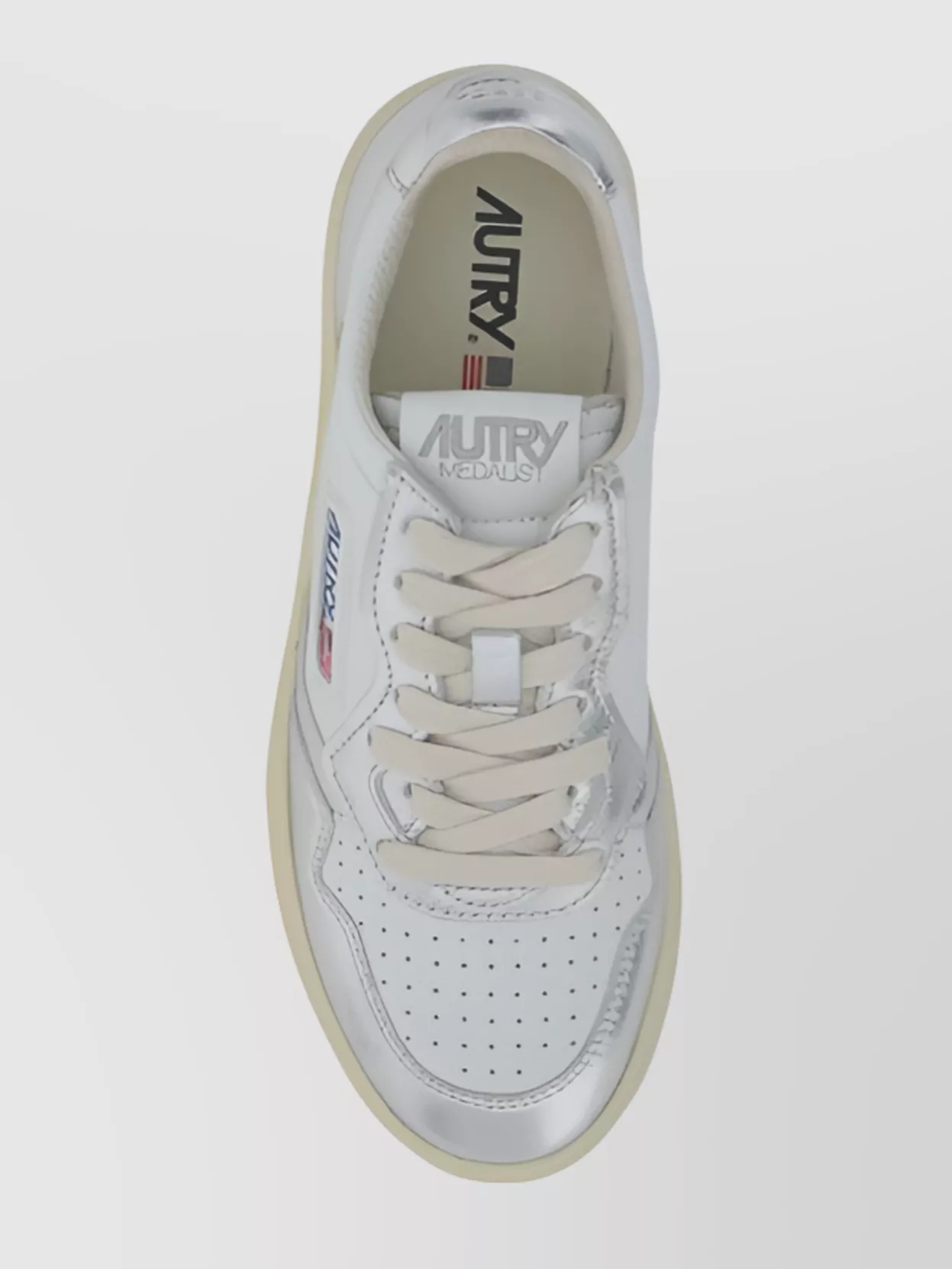 Autry Low Top Leather Sneakers with Metallic Accents