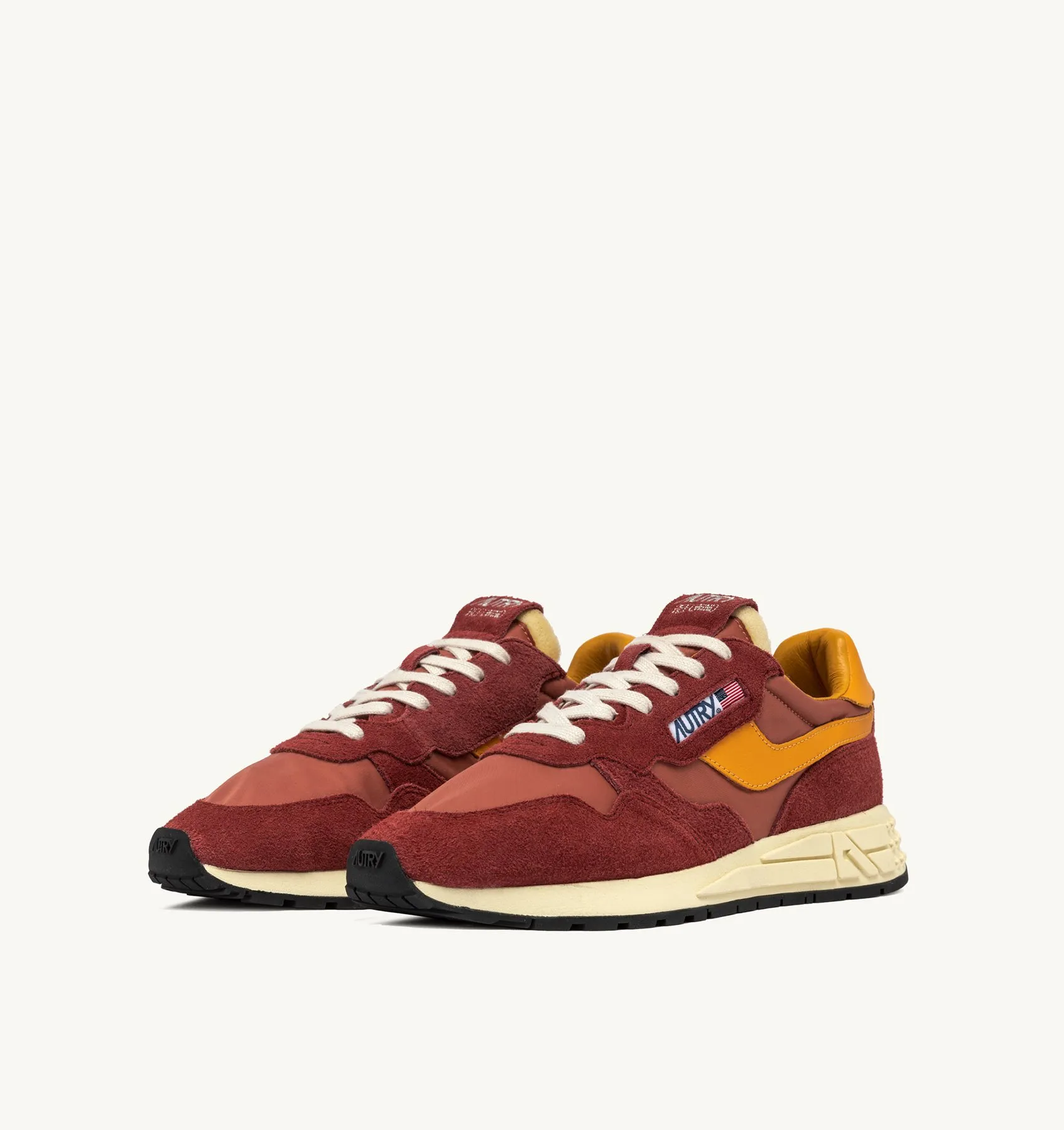 Autry New Arrivals Man Reelwind Low Sneakers Red Orange Nylon Suede