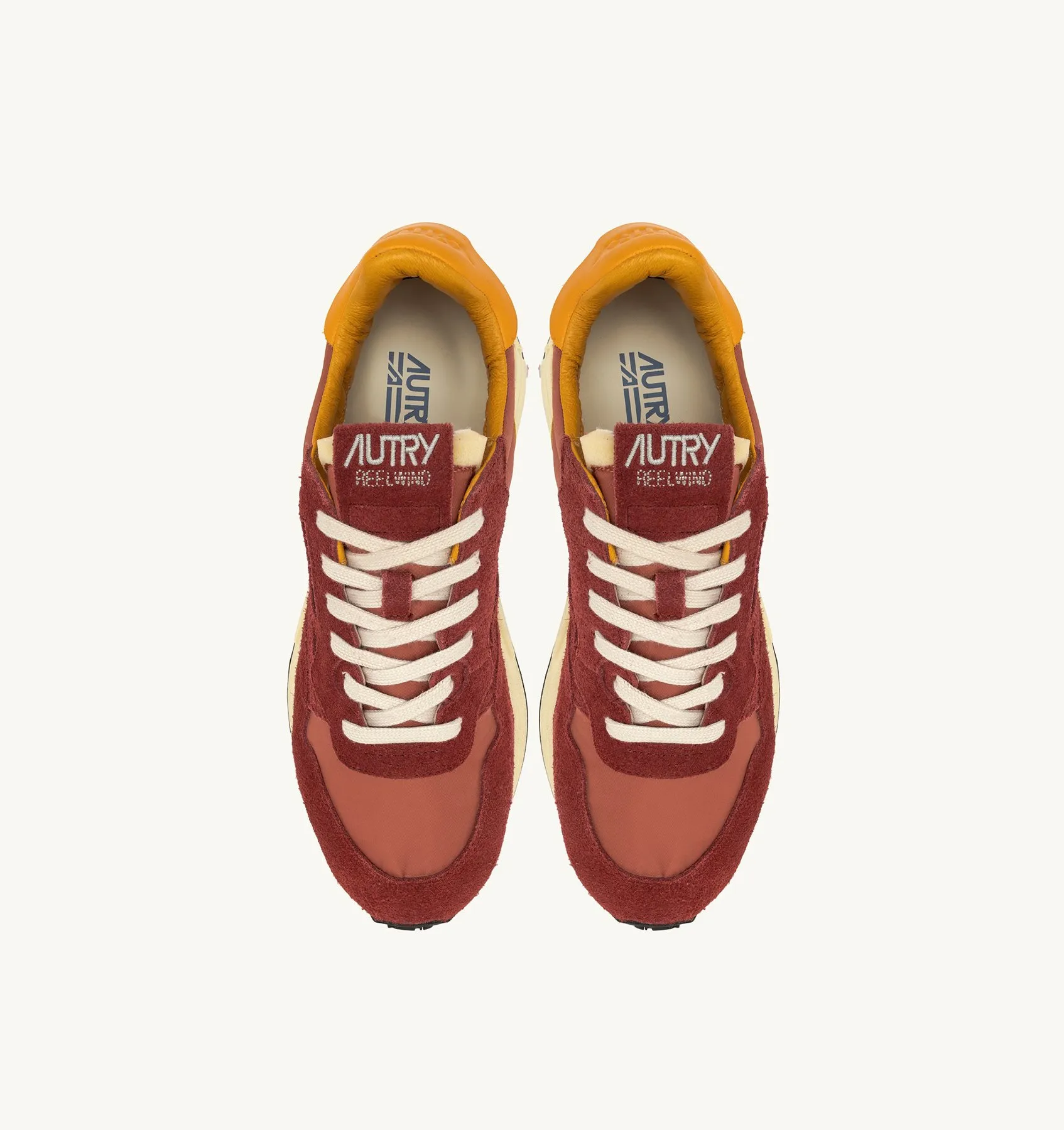 Autry New Arrivals Man Reelwind Low Sneakers Red Orange Nylon Suede