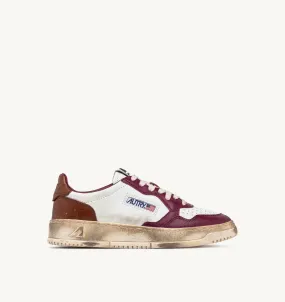 Autry Sneakers Woman Super Vintage Medalist Low Sneakers White Purple Brown Leather