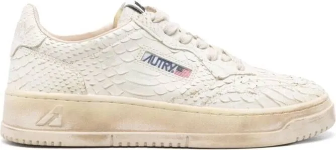 Autry Vintage Embossed White Sneakers