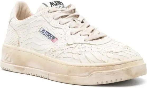 Autry Vintage Embossed White Sneakers