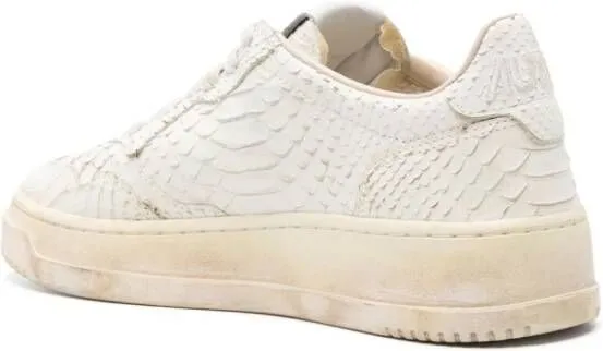 Autry Vintage Embossed White Sneakers