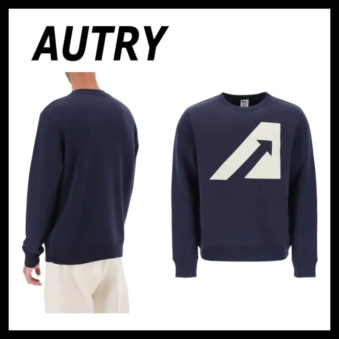 AUTRY U-Neck Long Sleeves Plain Cotton Street Style Unisex