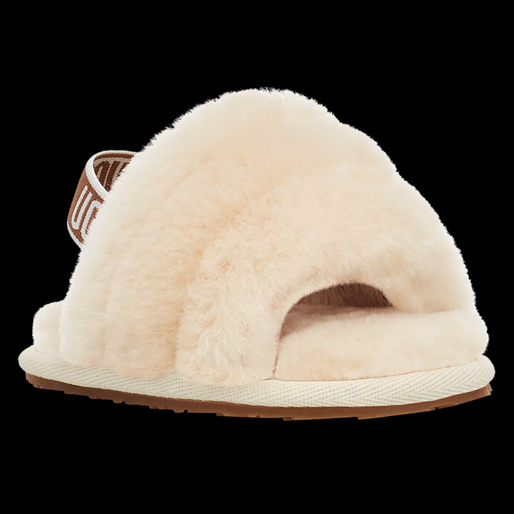 Beige Fluff Strap Slide