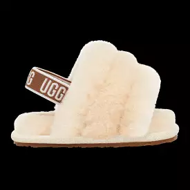 Beige Fluff Strap Slide