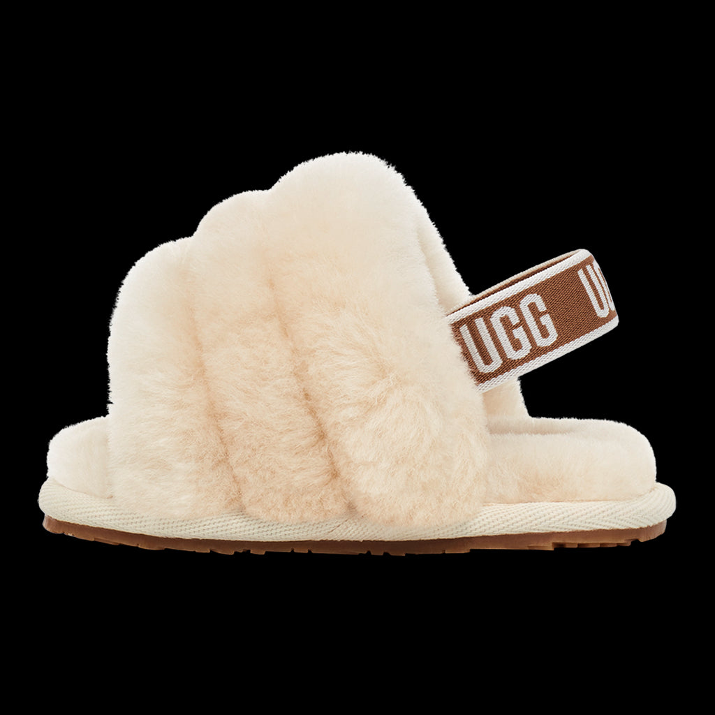 Beige Fluff Strap Slide