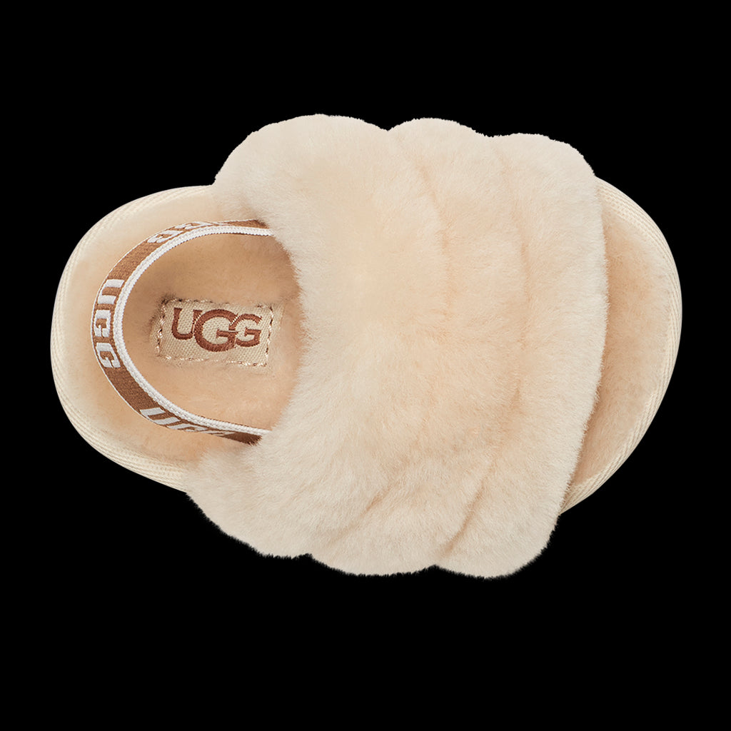 Beige Fluff Strap Slide