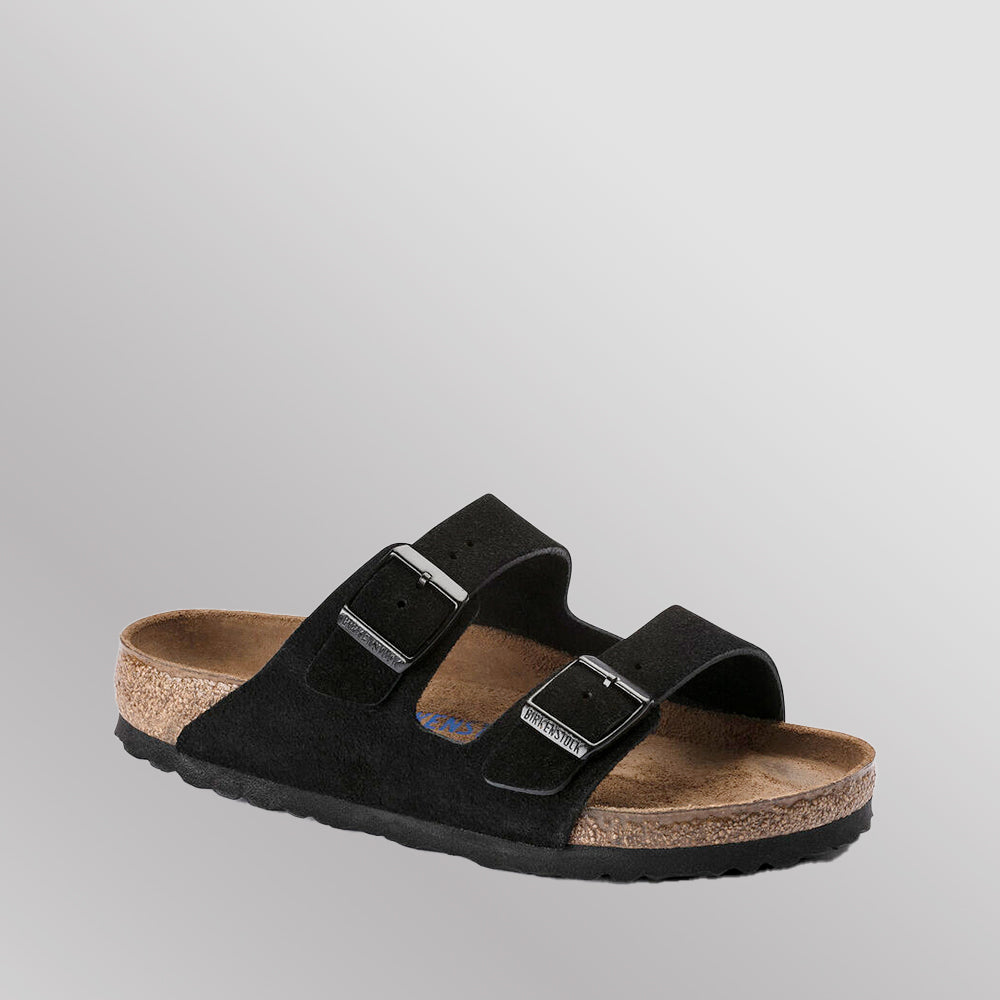 birkenstock arizona black suede leather regular 951321 sfb