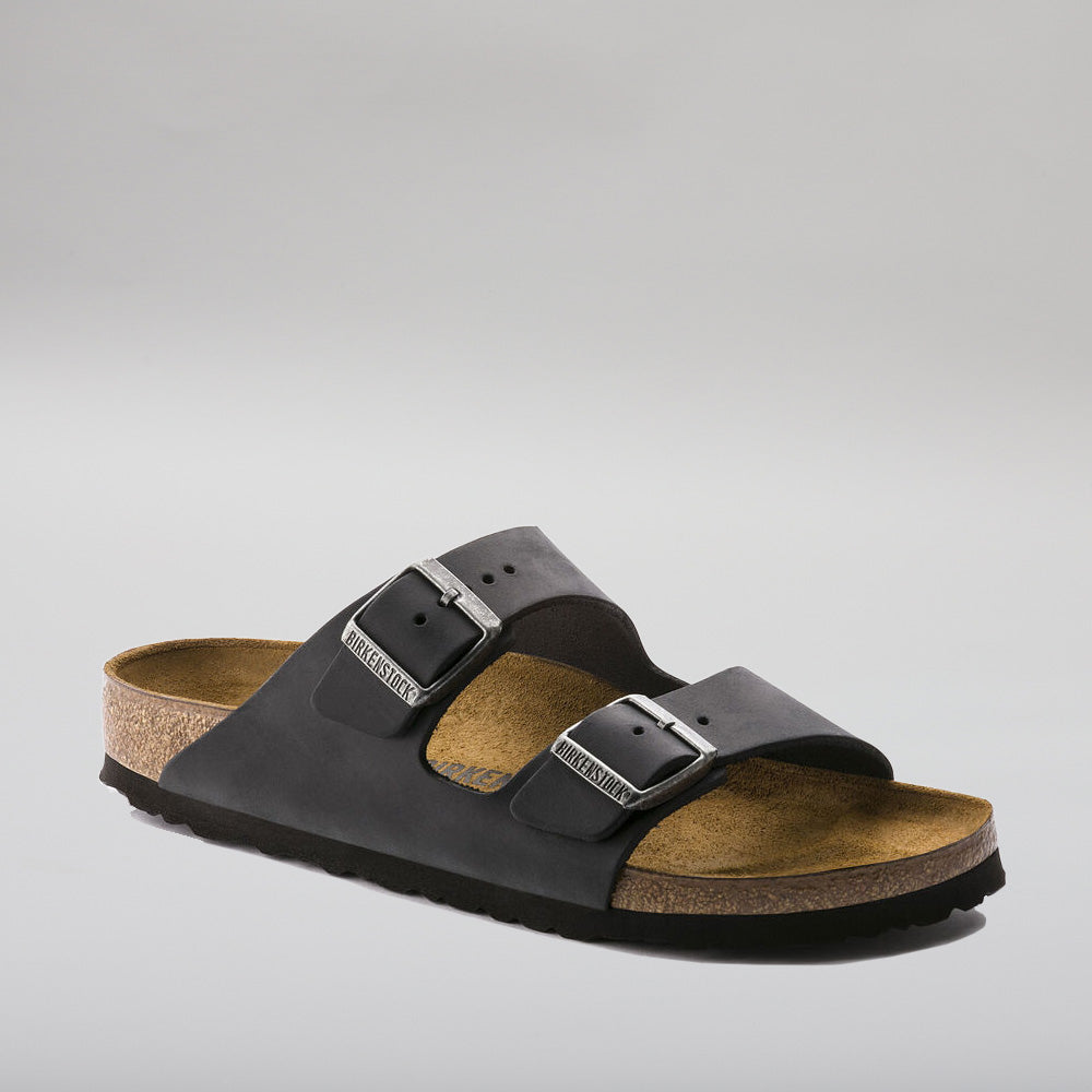 Birkenstock Arizona black waxy oiled leather narrow