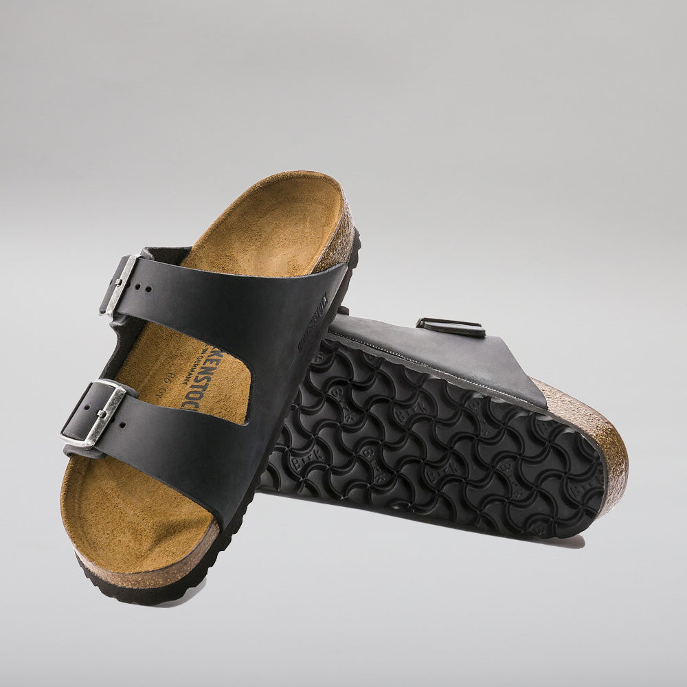 Birkenstock Arizona black waxy oiled leather narrow