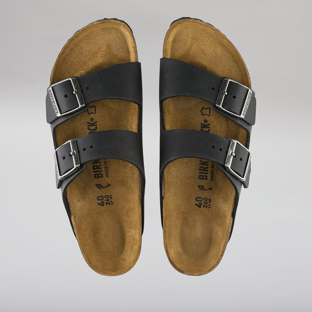 Birkenstock Arizona black waxy oiled leather narrow