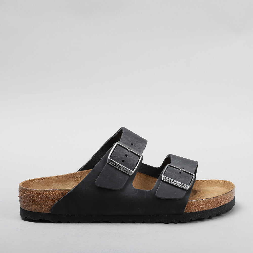 Birkenstock Arizona Black Waxy Oiled Leather Sandals