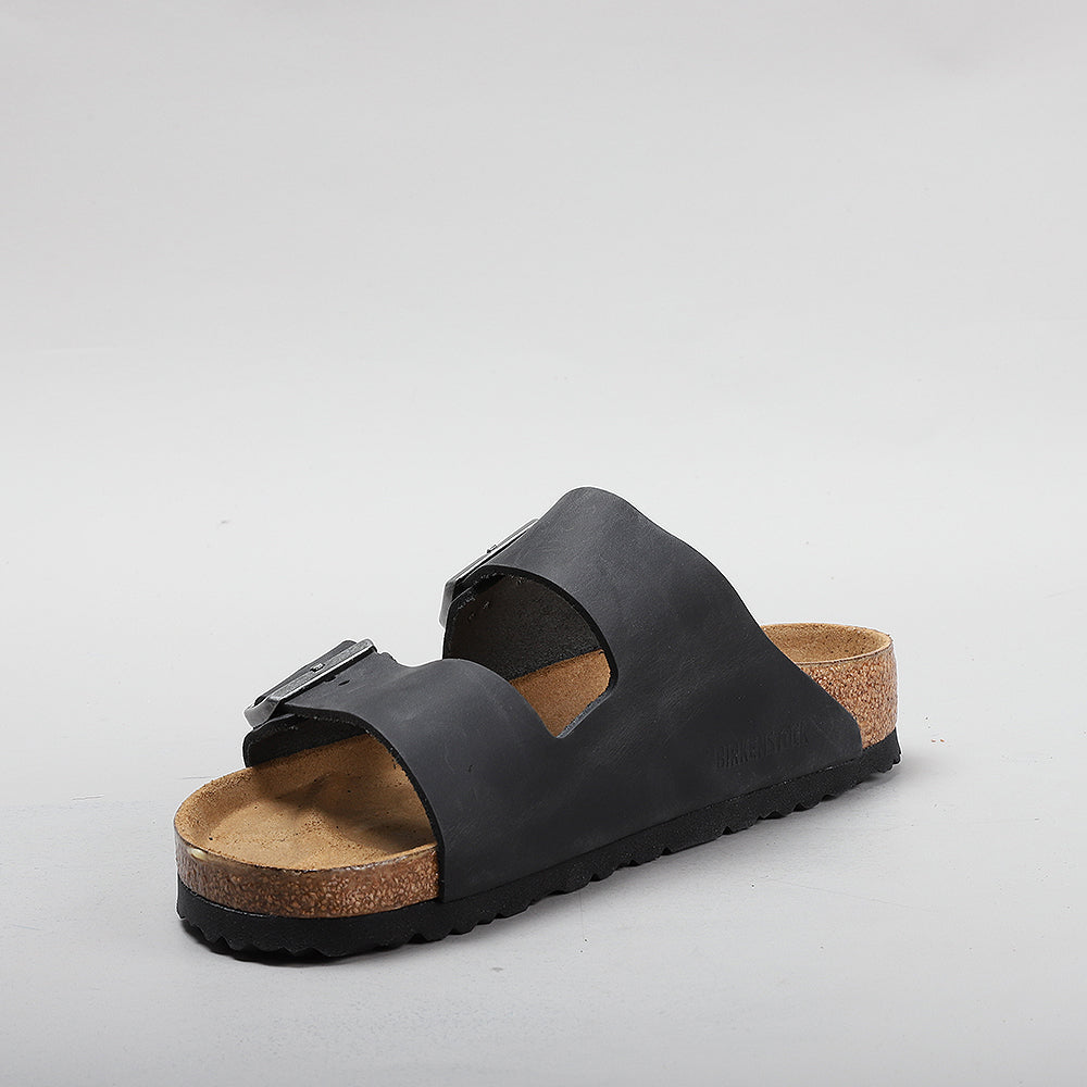 Birkenstock Arizona Black Waxy Oiled Leather Sandals