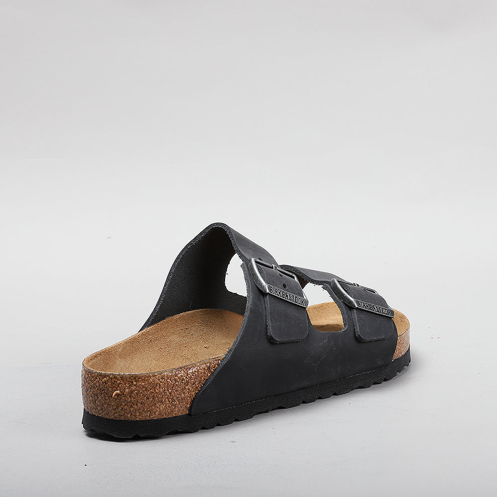 Birkenstock Arizona Black Waxy Oiled Leather Sandals