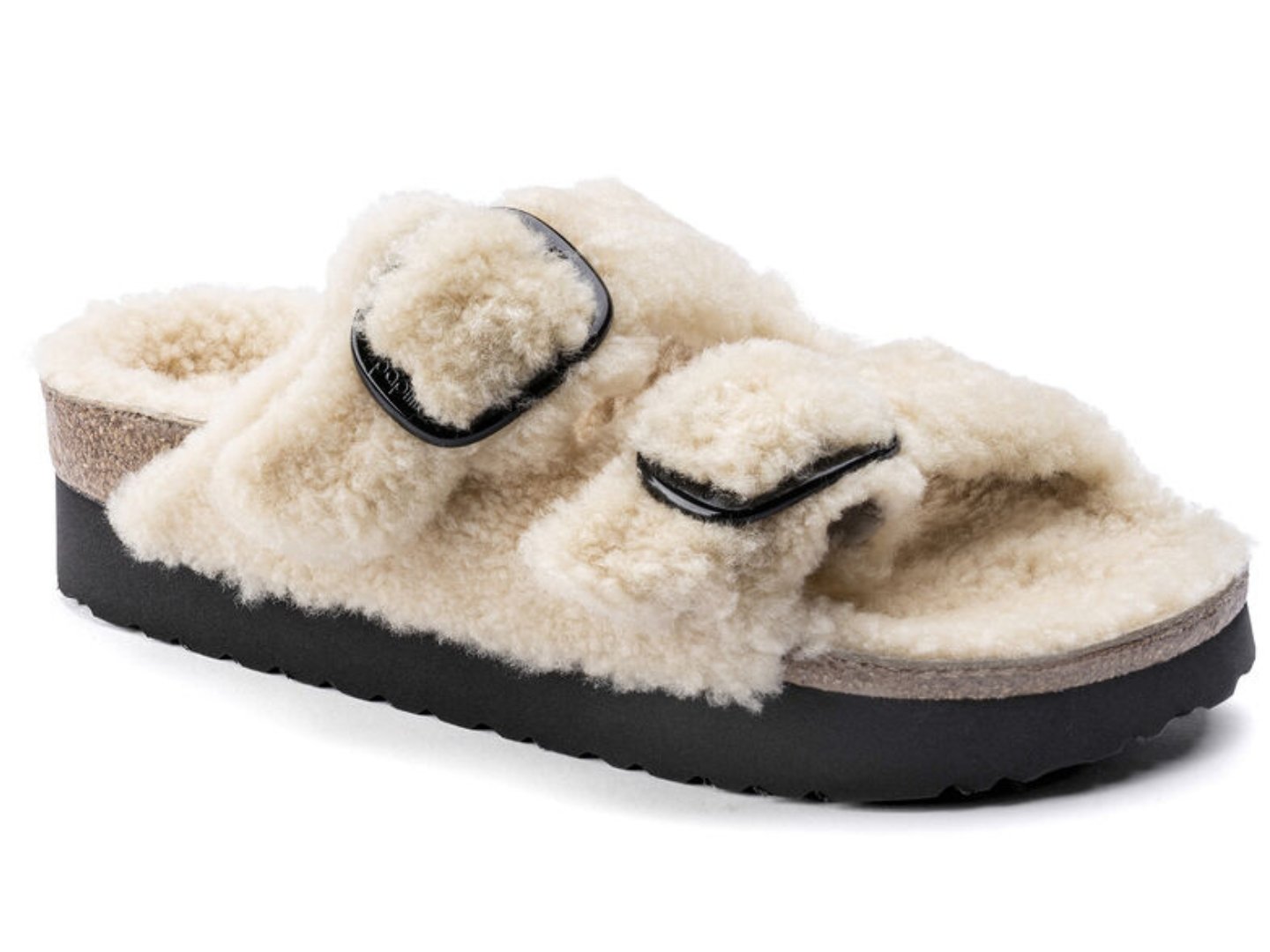 Birkenstock Arizona Platform Big Buckle Teddy Eggshell Shearling