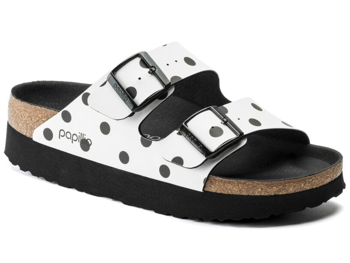 Birkenstock Arizona Platform White-Black Dots - Shop Now.