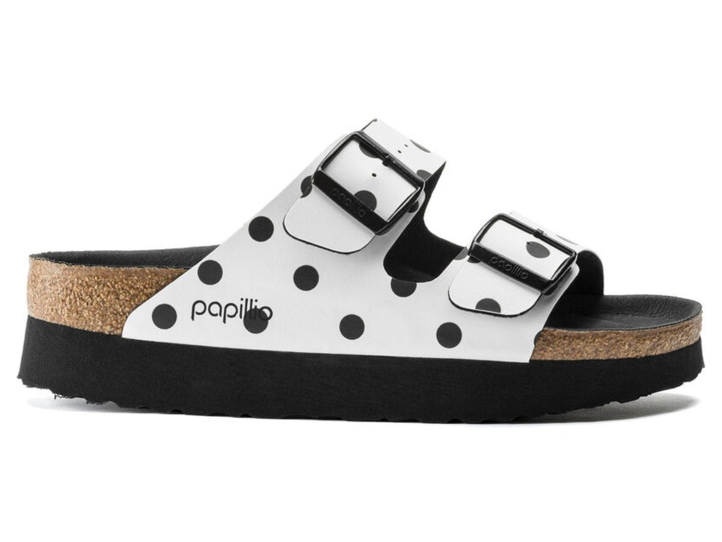 Birkenstock Arizona Platform White-Black Dots - Shop Now.