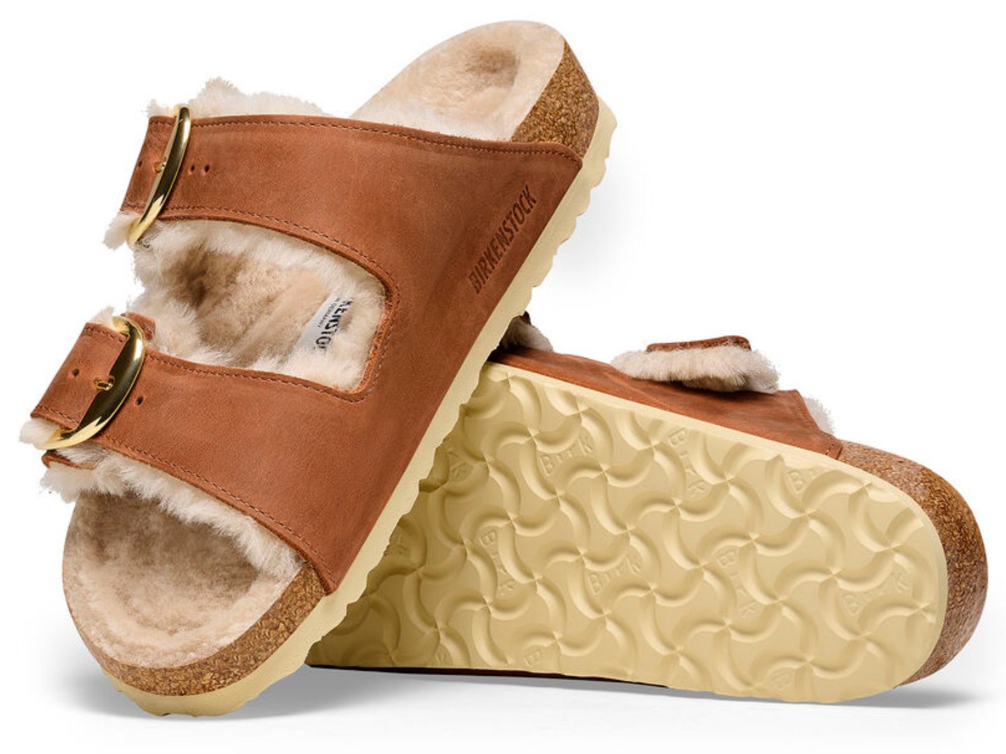 Birkenstock Arizona Shearling Big Buckle in Cognac - Shop Now!