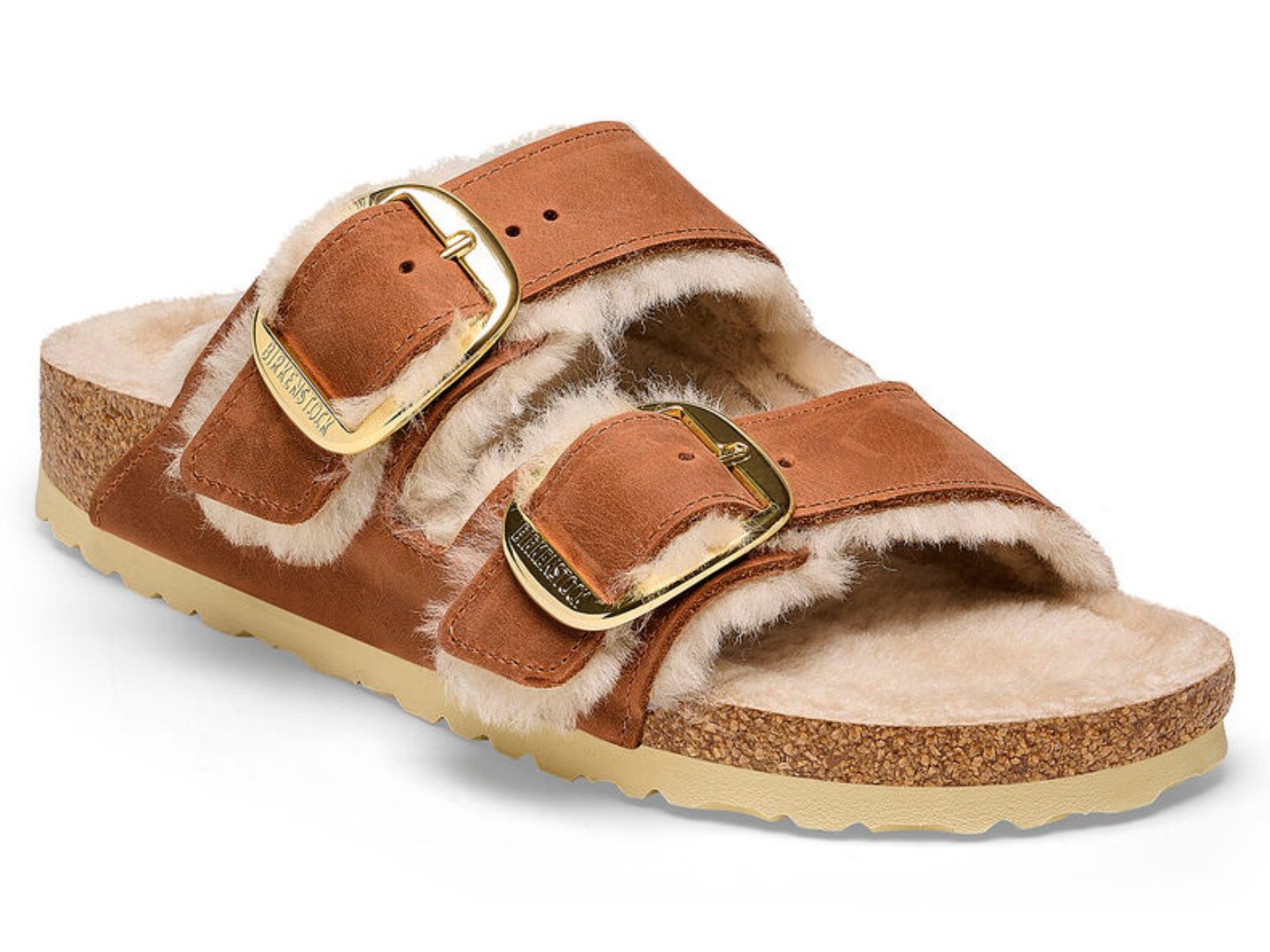 Birkenstock Arizona Shearling Big Buckle in Cognac - Shop Now!