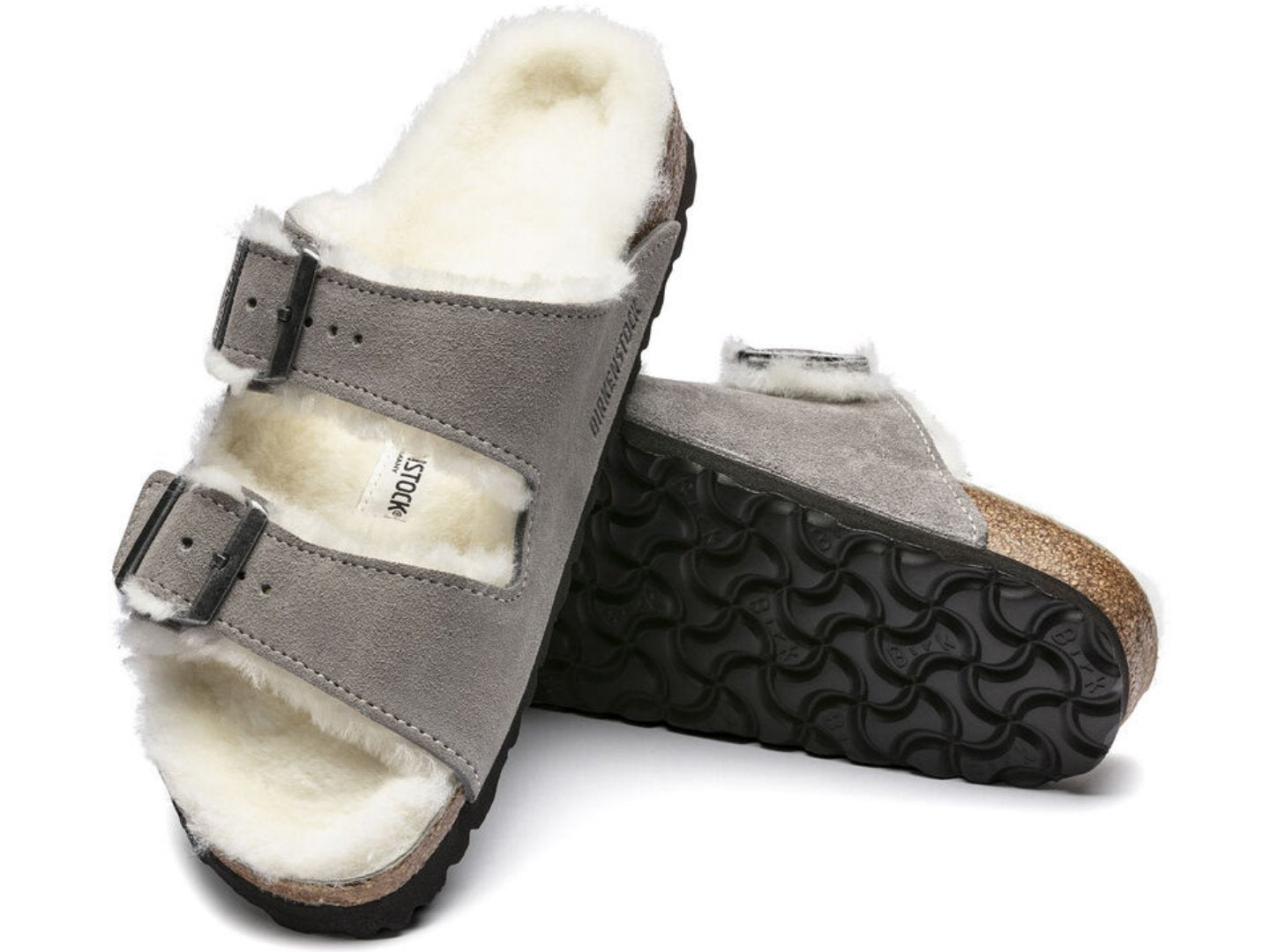 Birkenstock Arizona Shearling Stone Coin.