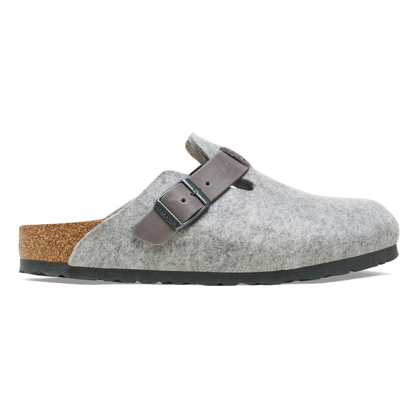 Birkenstock Boston - Light Gray Wool Felt/Leather