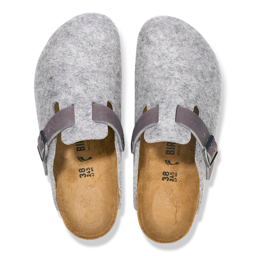 Birkenstock Boston - Light Gray Wool Felt/Leather