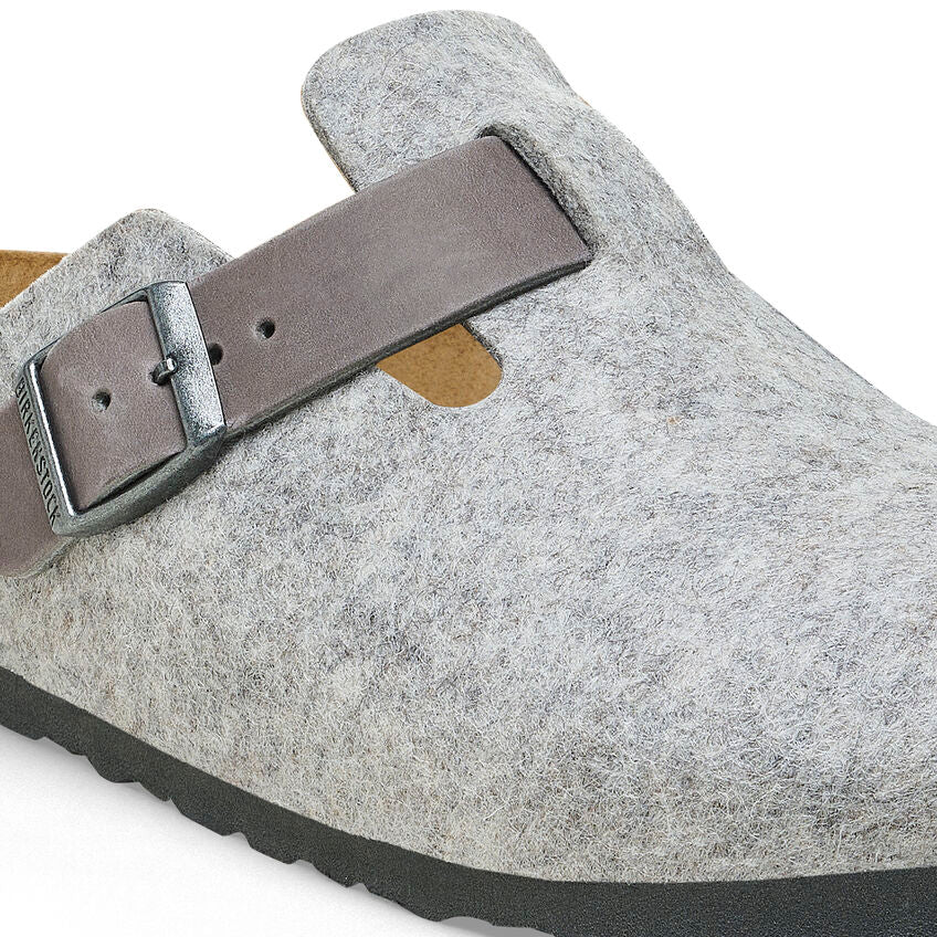 Birkenstock Boston - Light Gray Wool Felt/Leather