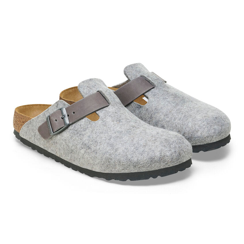 Birkenstock Boston - Light Gray Wool Felt/Leather