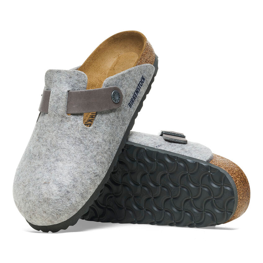 Birkenstock Boston - Light Gray Wool Felt/Leather