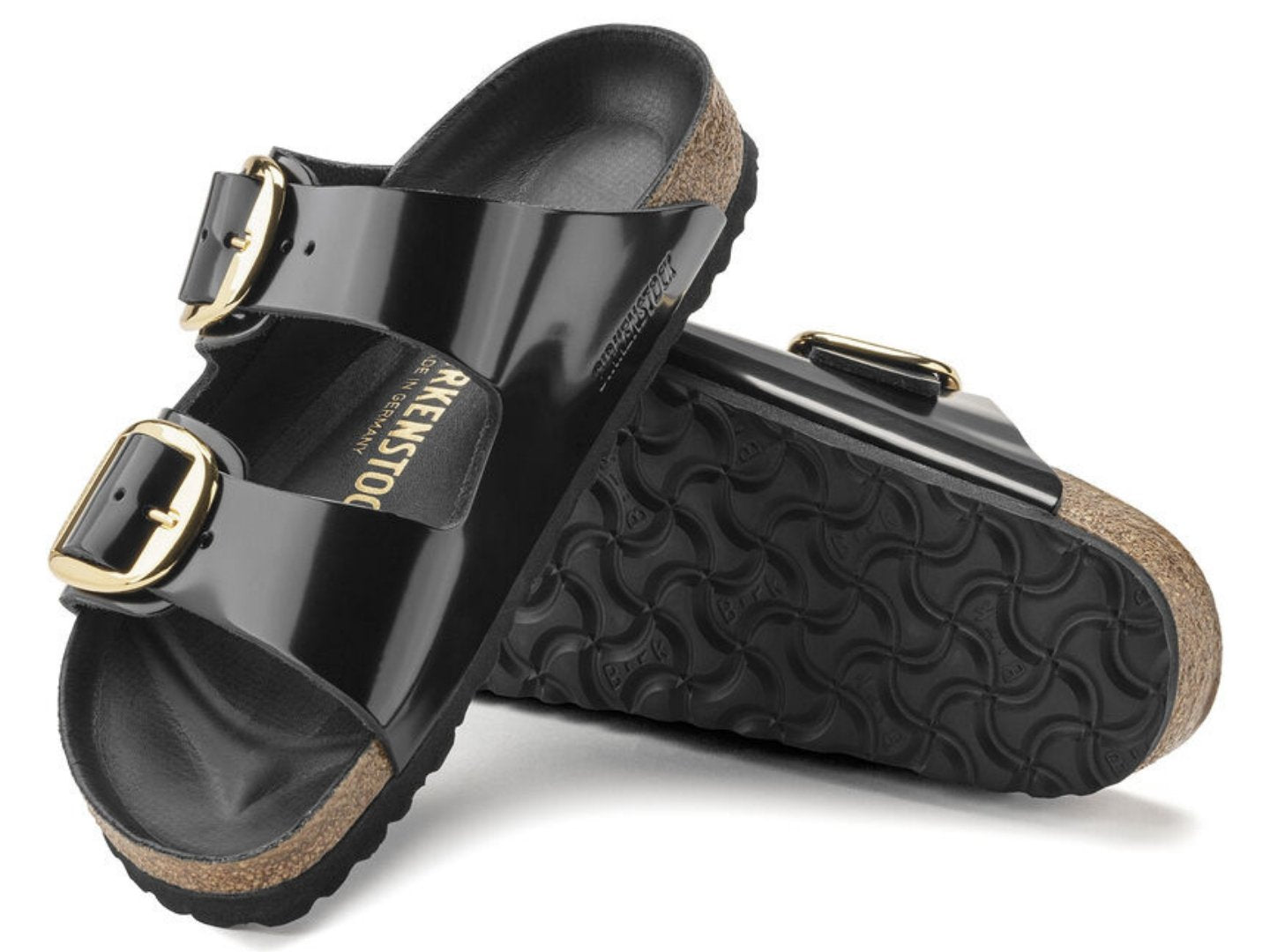 Birkenstock: High Shine Black Arizona Big Buckle