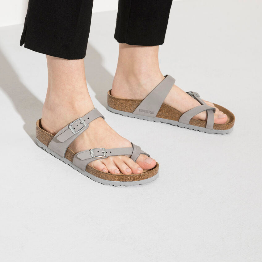 Birkenstock Mayari Sandals in Dove Grey Nubuck Leather - SKU 1023577 SFB